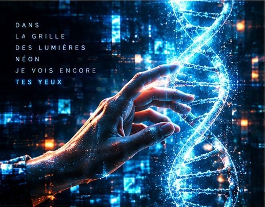 Main et hélice d’ADN lumineuse