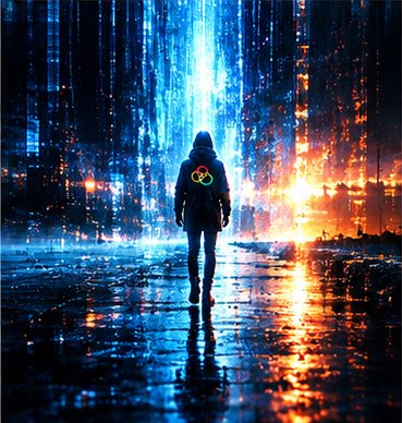 Silhouette qui marche sous la pluie